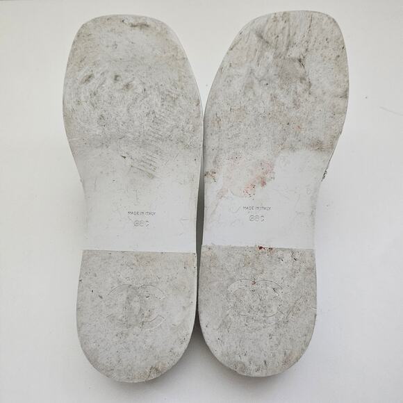 Chanel White Leather CC Chain Slides Cork Platform US 8 / EU 38 - Picture 5 of 6